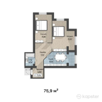 ЖК Мунара — 2-ком 75.9 м² (от 10,626,000 тг)