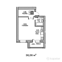 ЖК Каркаралы — 1-ком 36.1 м² (от 9,555,900 тг)