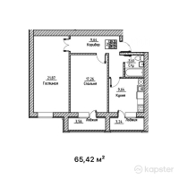 ЖК Каркаралы — 2-ком 65.4 м² (от 17,336,300 тг)