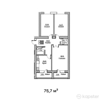 ЖК Каркаралы — 3-ком 75,7 м² (от 20 060 500 тг)