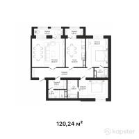 ЖК Orda Palace — 3-ком 120.2 м² (от 38,476,800 тг)