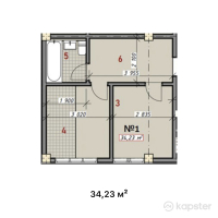 ЖК Алмаз — 1-ком 34.2 м² (от 13,692,000 тг)