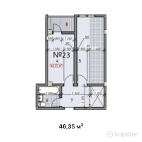 ЖК Алмаз — 1-ком 46.4 м² (от 18,540,000 тг)