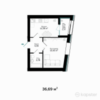 ЖК Asylym Park 2 — 1-ком 36.7 м² (от 20,473,050 тг)