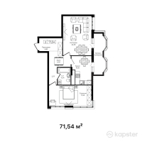 ЖК Tumar Club — 2-ком 71.9 м² (от 38,273,900 тг)