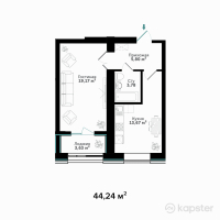 ЖК Asylym Park 2 — 1-ком 44.2 м² (от 24,685,950 тг)