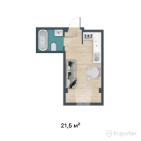 ЖК Kemel - Ui — 1-ком 21.5 м² (от 7,525,000 тг)