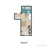 ЖК Kemel - Ui — 1-ком 23.9 м² (от 8,365,000 тг)