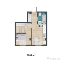 ЖК Kemel - Ui — 1-ком 30.8 м² (от 10,472,000 тг)