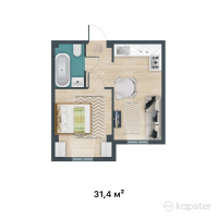 ЖК Kemel - Ui — 1-ком 31.4 м² (от 10,990,000 тг)