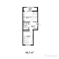 ЖК Aspan park — 1-ком 45,7 м² (null)
