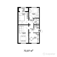 ЖК Aspan park — 3-ком 72,1 м² (null)