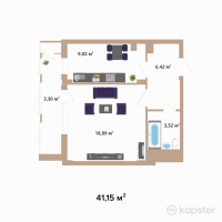 ЖК Hazar — 1-ком 41.2 м² (от 15,637,000 тг)