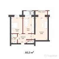 ЖК NOVO-Dom — 2-ком 83.3 м² (от 24,990,300 тг)