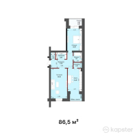 ЖК NOVO-Dom — 2-ком 86.5 м² (от 25,950,000 тг)