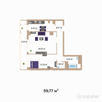 ЖК Hazar — 2-ком 59.8 м² (от 22,712,600 тг)