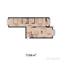 ЖК Tengri City Jassyl — 3-ком 77.7 м² (от 36,500,200 тг)