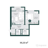 ЖК Tumar Tower Shymkent — 2-ком 55.2 м² (от 28,443,450 тг)