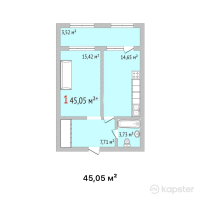 ЖК Green Park — 1-ком 45.1 м² (от 18,470,500 тг)