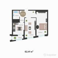 ЖК Tomiris Towers — 2-ком 62.4 м² (от 26,212,200 тг)