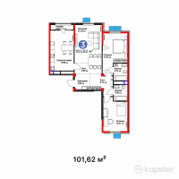 ЖК Tumar Apartments — 3-ком 101.6 м² (от 35,969,940 тг)