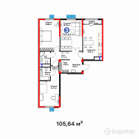 ЖК Tumar Apartments — 3-ком 105.6 м² (от 37,396,560 тг)
