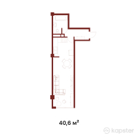 ЖК Melody — 1-ком 40.6 м² (от 22,736,000 тг)