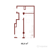 ЖК Melody — 1-ком 48.4 м² (от 25,168,000 тг)