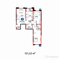 ЖК 4YOU — 3-ком 121.2 м² (от 117,583,400 тг)