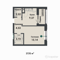 ЖК Asylym Park 1 — 1-ком 37.2 м² (от 18,500,700 тг)