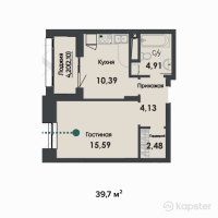 ЖК Asylym Park 1 — 1-ком 39.7 м² (от 19,770,600 тг)