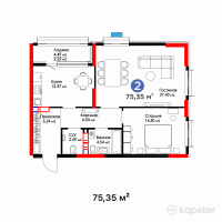 ЖК Nexpo Classic — 2-ком 75.4 м² (от 50,974,275 тг)