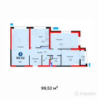 ЖК O'NER — 3-ком 99.5 м² (от 84,592,000 тг)
