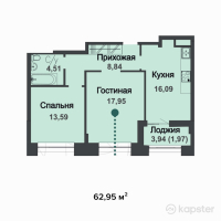 ЖК Asylym Park 1 — 2-ком 63 м² (от 31,349,100 тг)