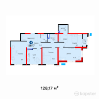 ЖК O'NER — 4-ком 128.2 м² (от 108,175,480 тг)