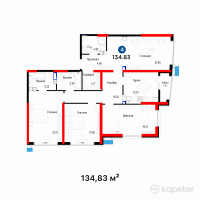 ЖК O'NER — 4-ком 134.8 м² (от 112,448,220 тг)