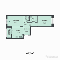 ЖК Asylym Park 1 — 2-ком 66.7 м² (от 33,216,600 тг)