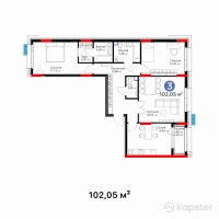 ЖК GreenLine.Aqua — 3-ком 102.1 м² (от 55,247,500 тг)