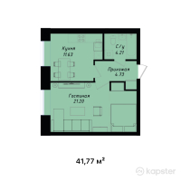 ЖК Zhana Ömyr — 1-ком 41.8 м² (от 17,626,940 тг)