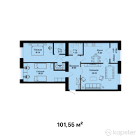 ЖК Zhana Ömyr — 3-ком 101.6 м² (от 42,854,100 тг)