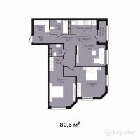 ЖК Sultan Beibarys — 3-ком 80.6 м² (от 31,837,000 тг)