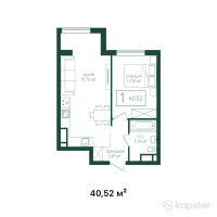 ЖК Mereke — 1-ком 40.5 м² (от 15,397,600 тг)