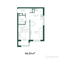 ЖК Mereke — 2-ком 48.3 м² (от 18,350,200 тг)