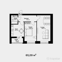 ЖК Snegiri — 2-ком 65.1 м² (от 26,686,900 тг)