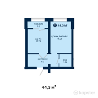 ЖК Janybek Kerei — 1-ком 44.3 м² (от 18,606,000 тг)