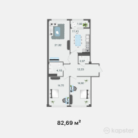 ЖК Прайм Парк 2 — 3-ком 82.7 м² (от 28,941,500 тг)