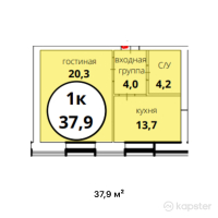 ЖК Ala Tau Comfort — 1-ком 37.9 м² (от 13,265,000 тг)