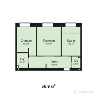 ЖК Good life — 2-ком 56.9 м² (от 22,760,000 тг)