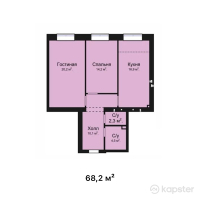 ЖК Good life — 2-ком 68.2 м² (от 27,280,000 тг)