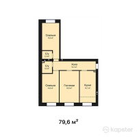 ЖК Good life — 3-ком 79.6 м² (от 31,840,000 тг)